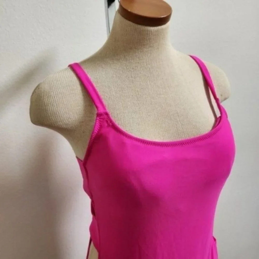 Women’s Side Strap One Piece Swimsuit Oahu Pink, size L